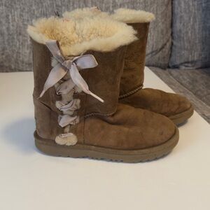 UGG Brown Kids Boots with Cream Fur